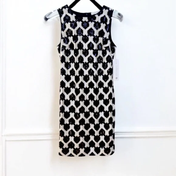 Etcetera Yin Yang Black and Silver-White Sequin Midi Dress New - Picture 8 of 8